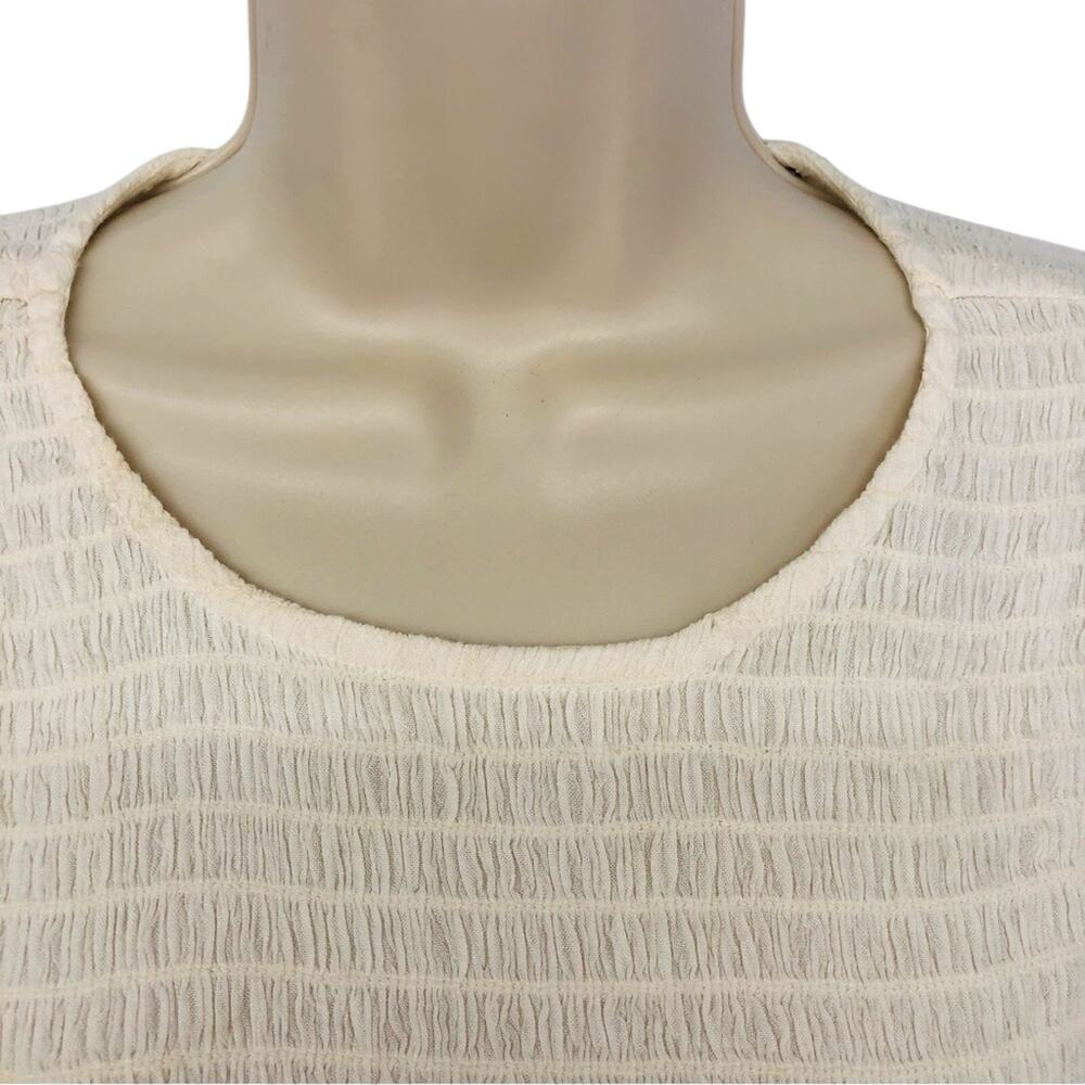 American Eagle Ivory Smocked Top Bell Sleeves Boho inspired Gauzy Dotted Swiss - Picture 3 of 16